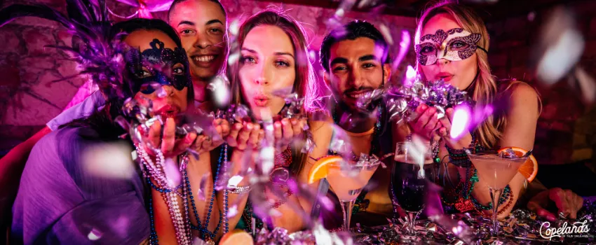 JDC - A Group of Friends at a Mardi Gras-Themed Party